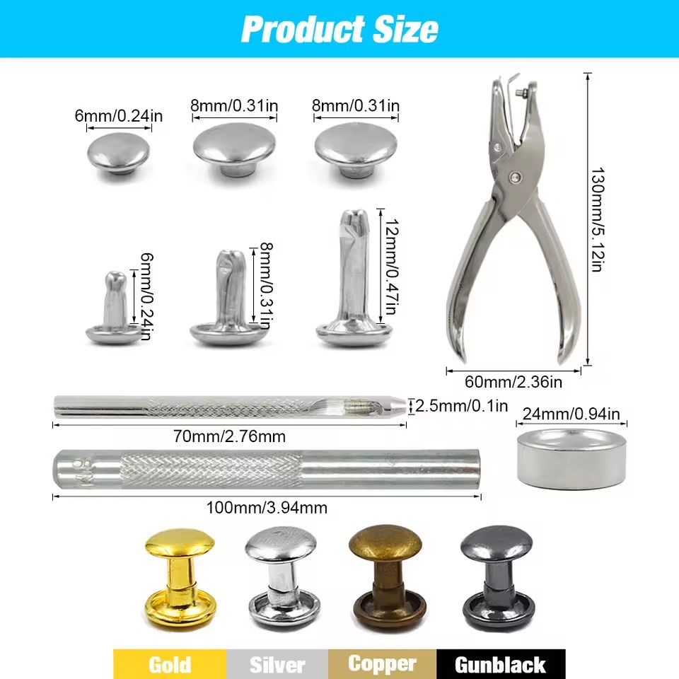Metal Double Cap Rivets Stud R - Rivet Setter Tool recension och pris