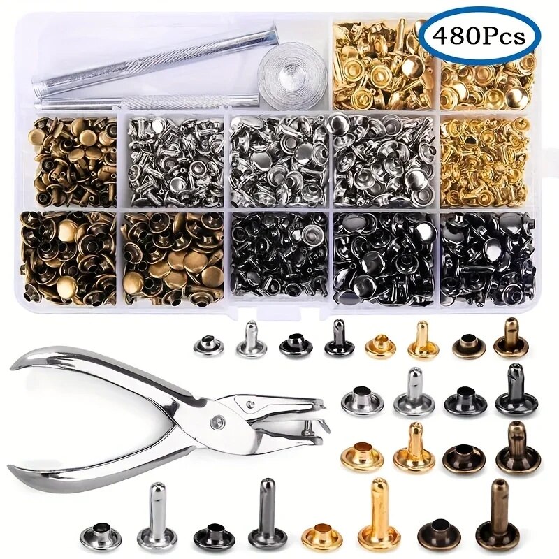 Metal Double Cap Rivets Studs  - Rivet Setter Tool recension och pris