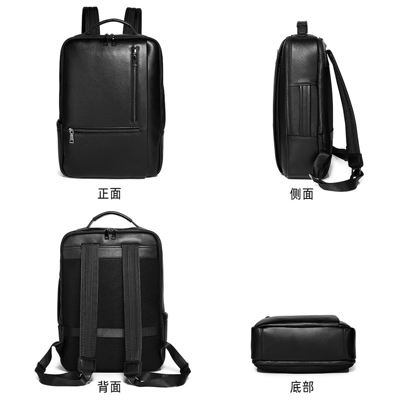 Black Genuine Leather Laptop B - Leather Work Rucksack Mens recension och pris