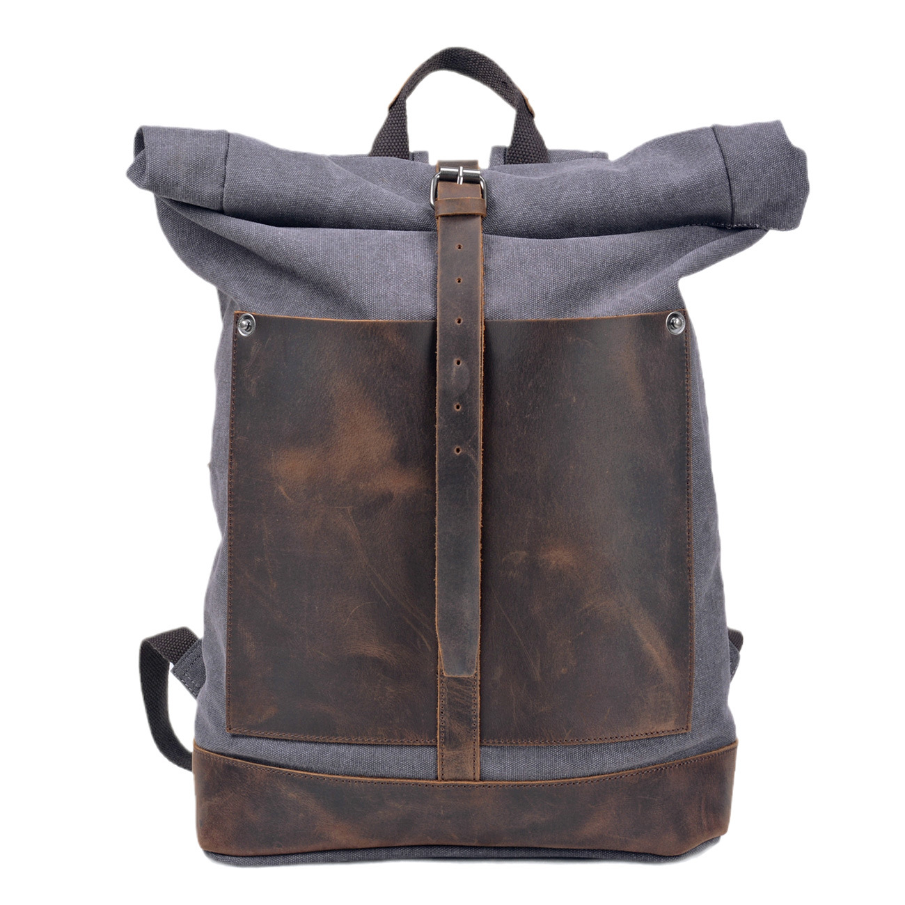 Men’s Waxed‑Canvas Roll‑Top Ru - Leather Work Rucksack Mens recension och pris